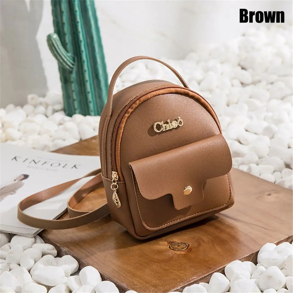 Women's Mini PU Leather Backpack – Casual Small Bookbag Mini Leather Backpack Axl brown