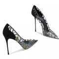 Women's Rhinestone Stiletto Pump Sandals – Pointed Toe Heels Stiletto Pump Sandals Axl black 40