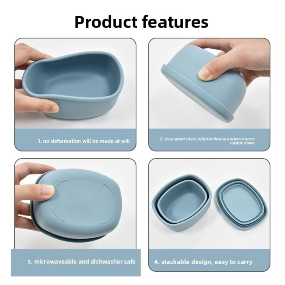 BPA-Free Silicone Lunch Box with Lid | Microwave Safe 200–600ml Silicone Lunch Box Axl