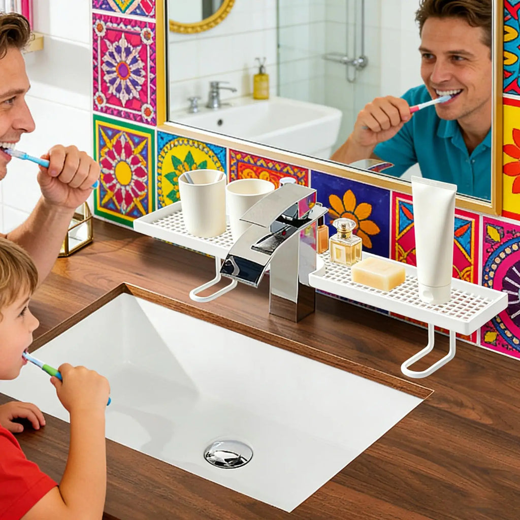 Bathroom Counter Organizer – No-Drill Floating Shelf & Drainage Bathroom Counter Shelf Axl