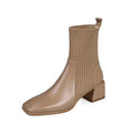 Women's Knitted Chelsea Ankle Boots – Slip-On Block Heel Chelsea Ankle Boots Axl Apricot 36