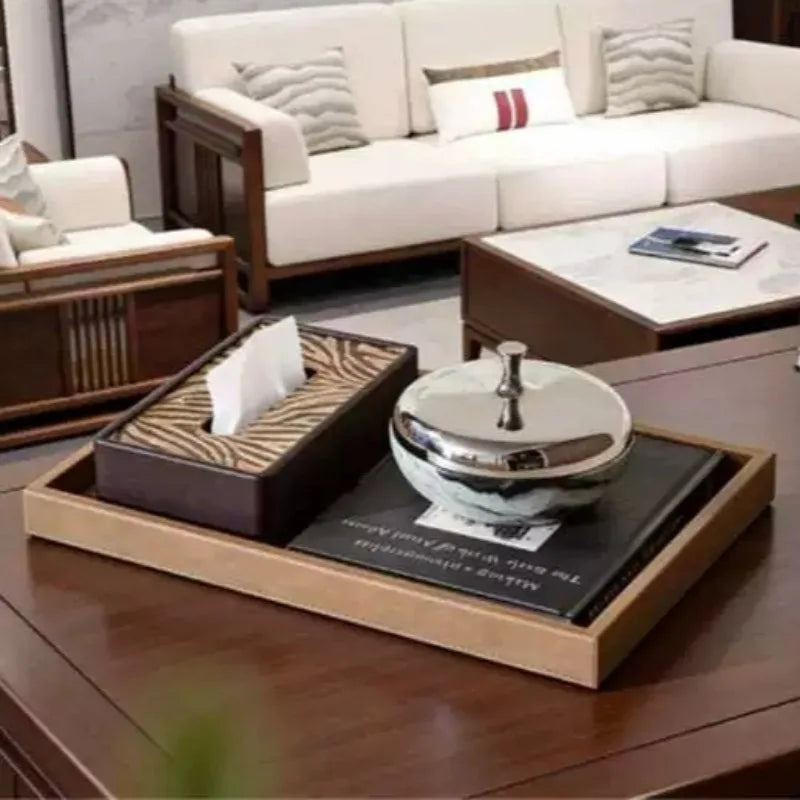 Vintage Wooden Tissue Box – Luxury Wood & Leather Napkin Case Tissue Box Holder Axl