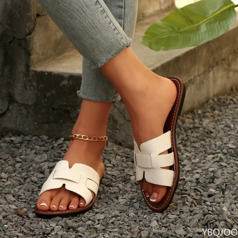 Women's Open Toe Flat Slippers – Casual Summer Sandals Flat Sandal Slippers Axl