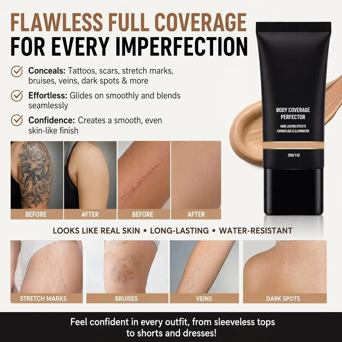 Waterproof Body Concealer Cream – Tattoo & Scar Cover Up Body Concealer Cream Axl