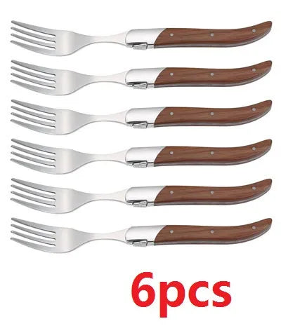 Laguiole Steak Knives Rosewood Handle Set 2–10 Pcs | 8.25" Steak Knife Set Axl 6pcs fork
