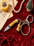 Keychain Mini Folding Knife – EDC Pocket Utility Tool Folding Pocket Knife Axl Folding Knife-Golden
