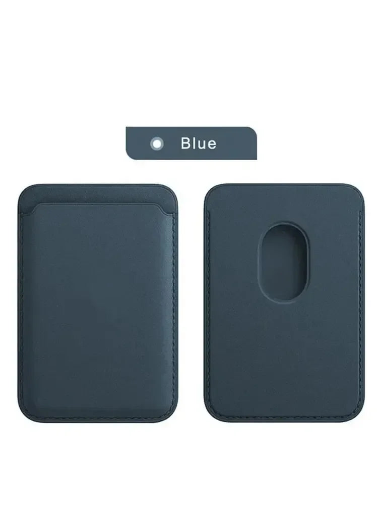 MagSafe Leather Wallet Card Holder for iPhone 12–15 Pro Max MagSafe Card Wallet Axl leather dark blue-J2