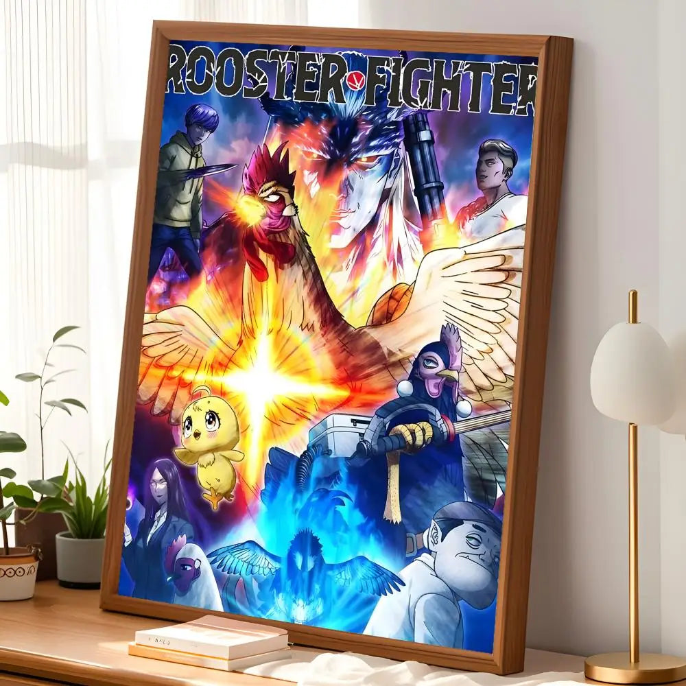 Anime Rooster Fighter HD PVC Self-Stick Wall Art Poster Wall Art Poster Axl