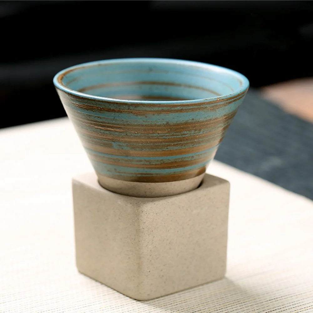 100ml Japanese Ceramic Coffee Mug – Triangular Cone & Square Base Ceramic Coffee Mug Axl 100ml Blue 100ml