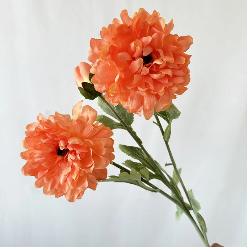 Artificial Dahlia Peony Stem 3 Heads – Faux Silk Fake Flowers Artificial Flower Stem Axl