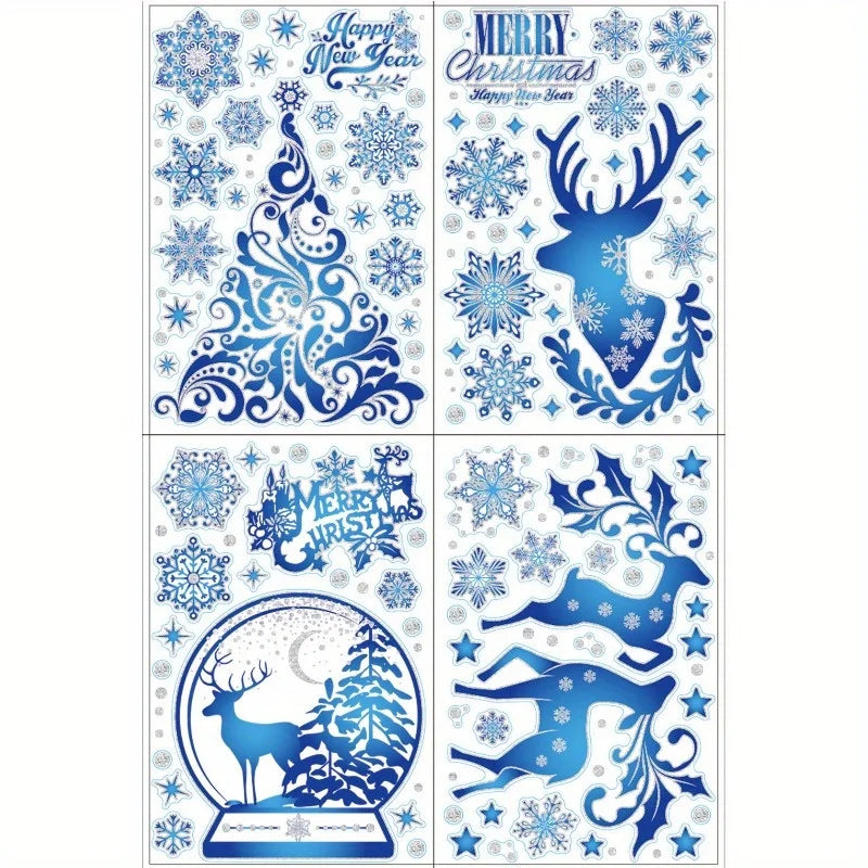 Christmas Santa Claus Gold Powder Electrostatic Window Stickers Window Cling Stickers Axl