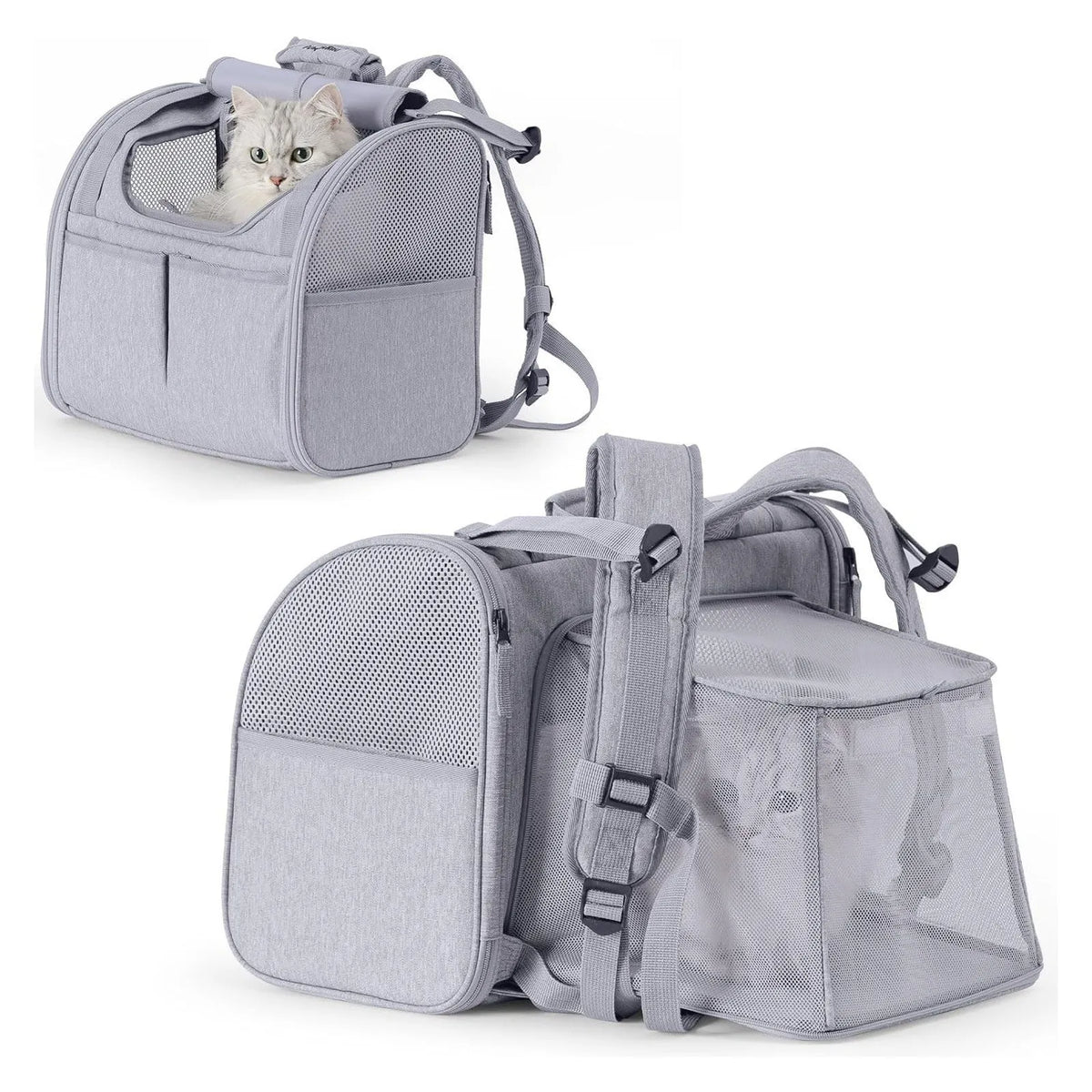 Expandable Cat Backpack – Breathable Space Capsule Pet Carrier Pet Carrier Backpack Axl Gray