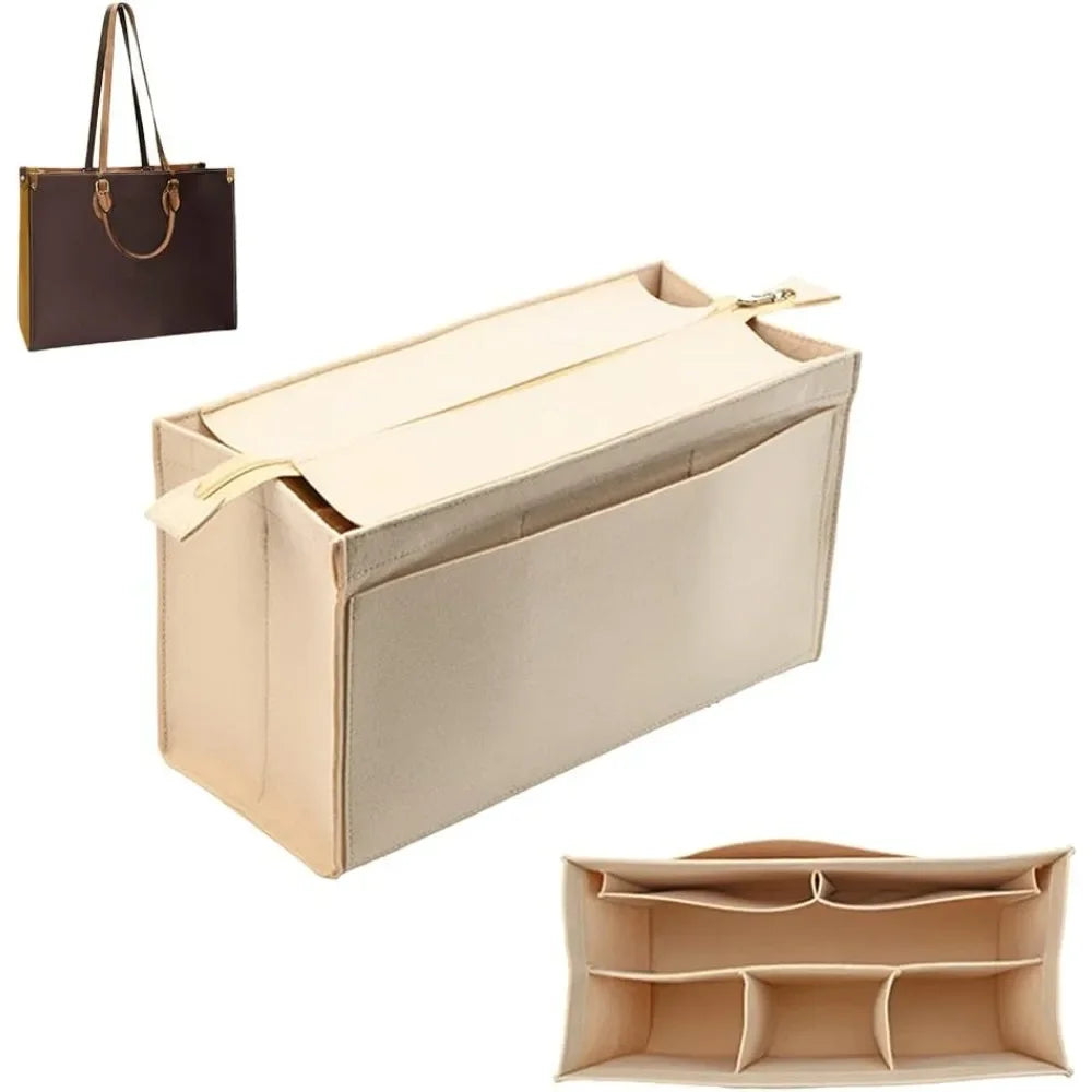 Felt Zipper Handbag Organizer Insert – Multi-Pocket Tote Liner Handbag Organizer Insert Axl