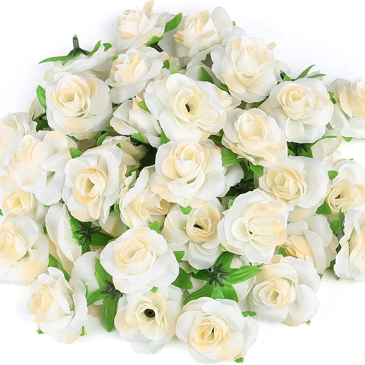 Silk Cream Rose Artificial Flower Heads – 10 or 50 Pack Artificial Silk Flowers Axl 5 50pieces