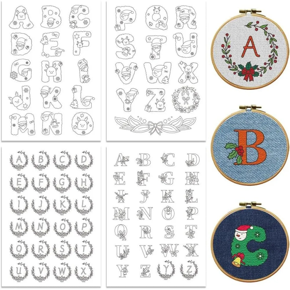 Water Soluble Embroidery Patterns – 80 Christmas Designs, 4 Sheets Embroidery Pattern Kit Axl AECH04-18801