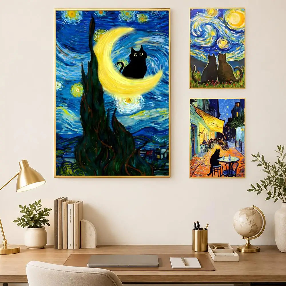 Artistic Cat Wall Art Poster – Self-Stick HD PVC Waterproof Wall Art Poster Axl