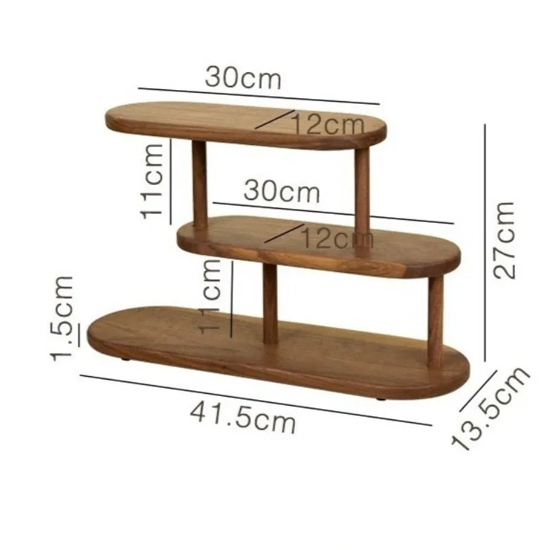 Walnut Wood 3-Tier Desktop Storage Rack | Modern Organizer Desktop Storage Rack Axl Walnut Shelf