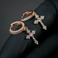 Huitan CZ Cross Drop Hoop Earrings – Unisex Fashion Jewelry Drop Hoop Earrings Axl E2803 WHITE