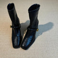 Women's Square Toe Block Heel Boots – Vintage Zip Booties Block Heel Boots Axl black 35