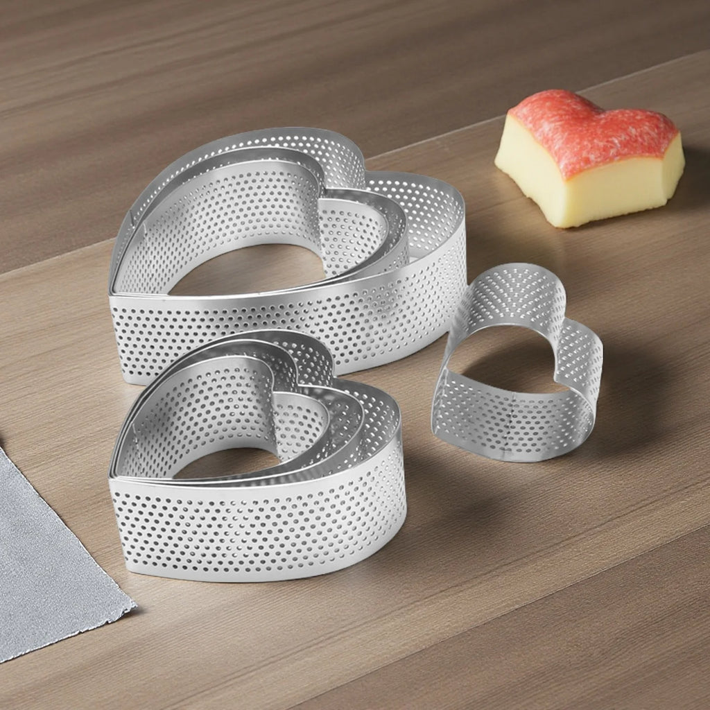 6-Piece Heart Perforated Tart Rings – Stainless Steel Molds Tart Ring Mold Set Axl