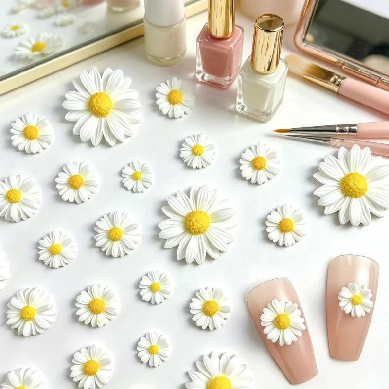 3D Daisy Nail Charms – Resin Flatback Nail Art Decorations Nail Art Charms Axl