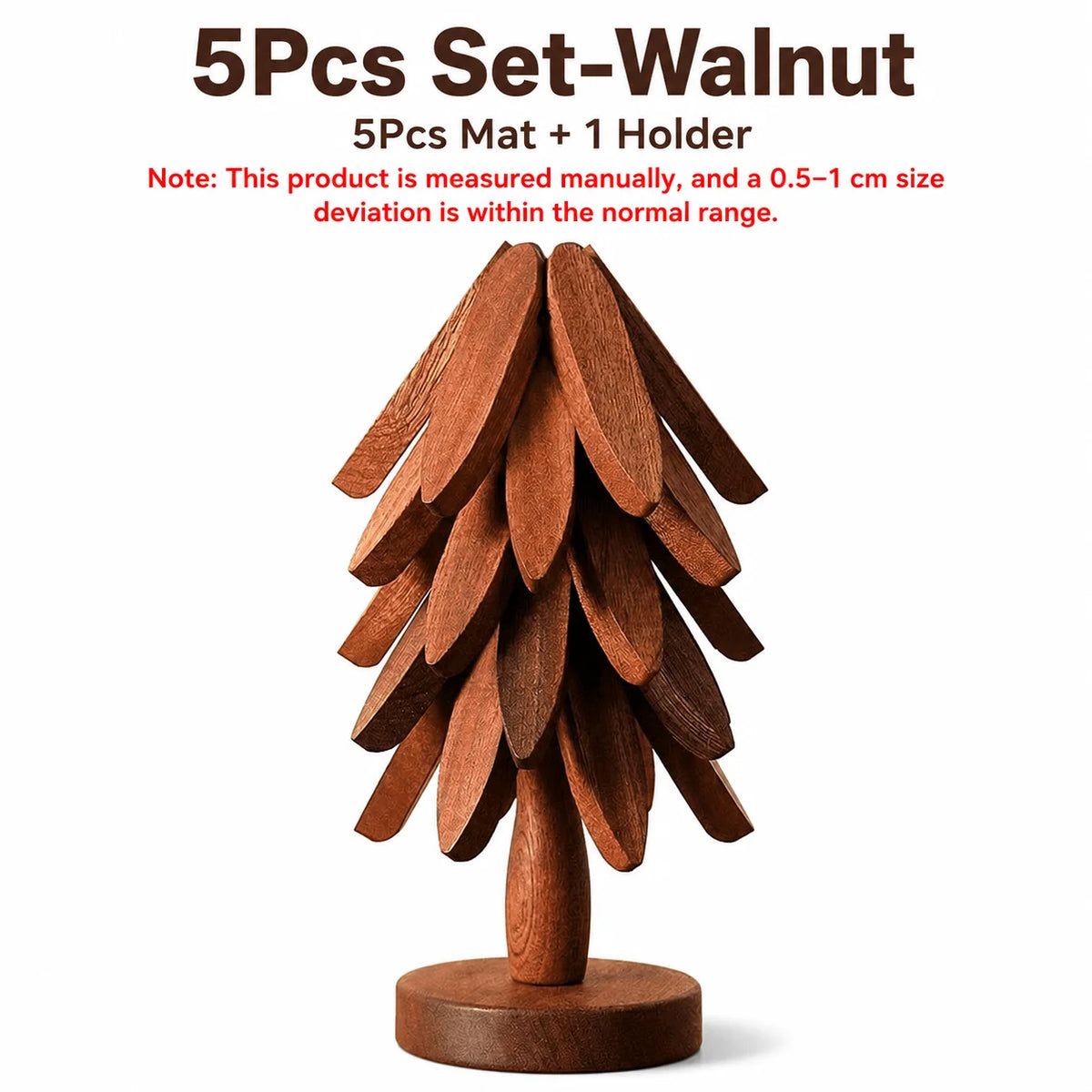 Uwhise Wooden Tree Trivet Set – Foldable Heat-Resistant Mat 3/5 Pc Wooden Trivet Set Axl 5Pcs Set-Walnut