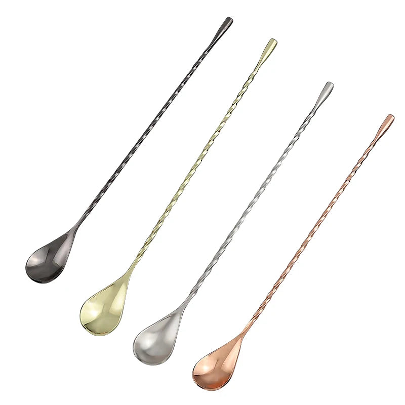 Stainless Steel Cocktail Stirring Spoon – Spiral Teardrop Bar Tool Cocktail Bar Spoon Axl 4PCS Mixed set