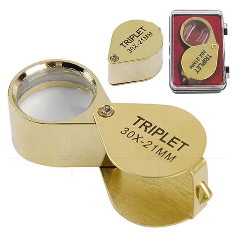 30X Folding Jeweler Loupe – Pocket Magnifying Glass Gold Jeweler Loupe Axl