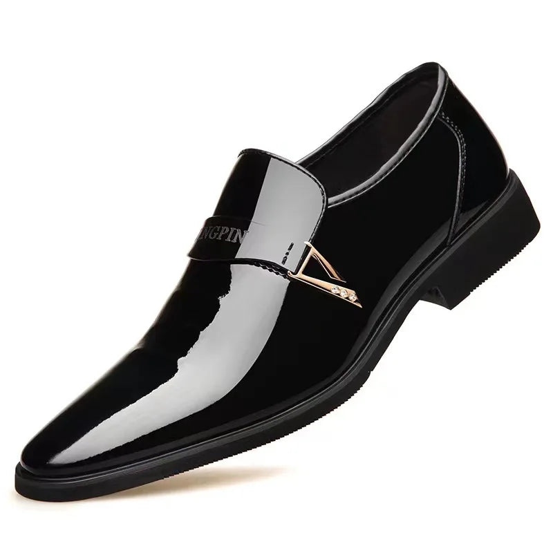 YBQJOO Men's High Gloss Slip-On Loafers | Business Dress Shoes Men's Dress Loafers Axl