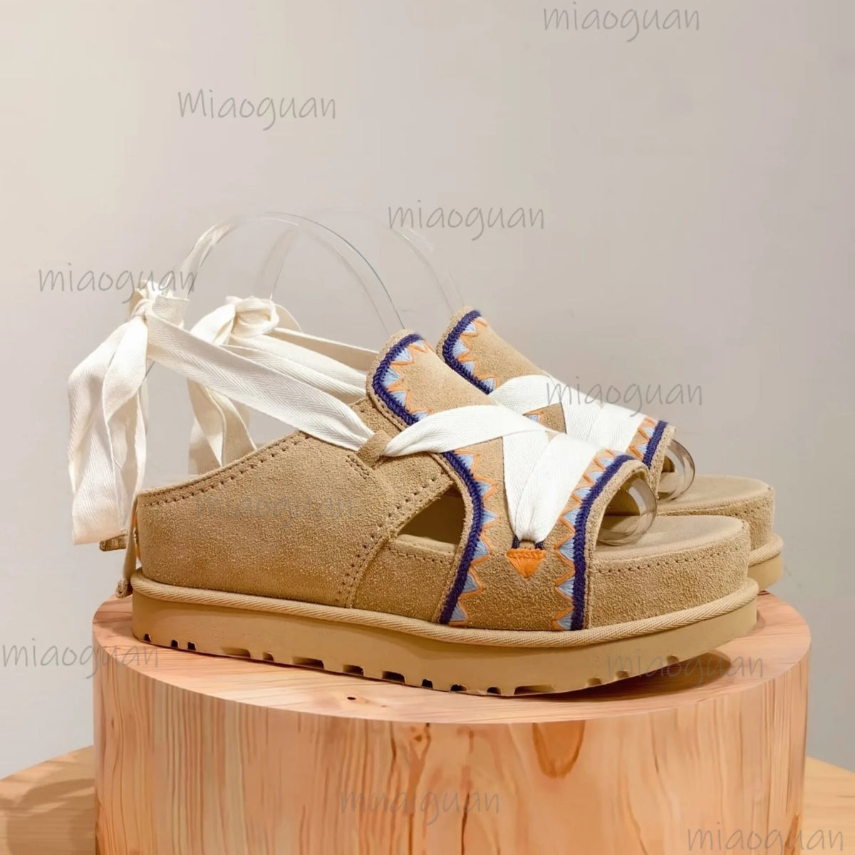 Bohemian Wedge Sandals – Women's Roma Embroidery Lace-Up Wedge Sandals Axl