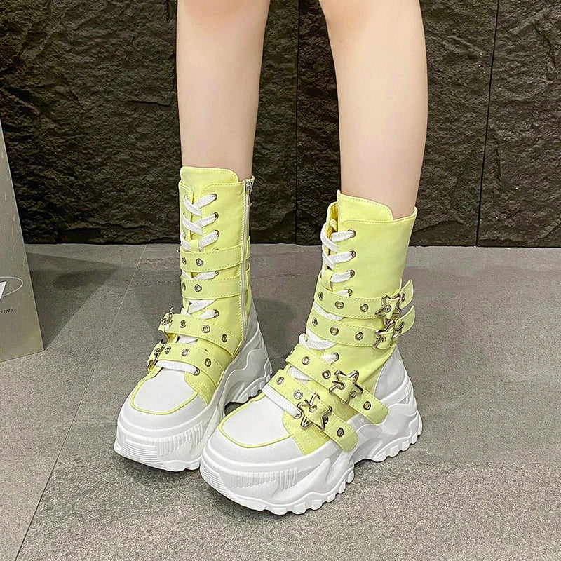 Women's Platform Motorcycle Boots – Thick Sole & Square Heel Platform Motorcycle Boots Axl