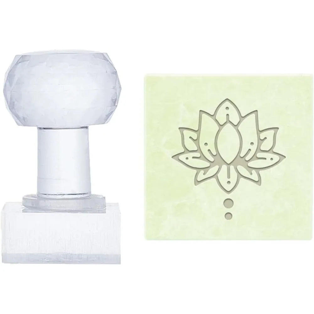Acrylic Lotus Flower Soap Stamp – 1.3" DIY Imprint Mold Soap Stamp Mold Axl