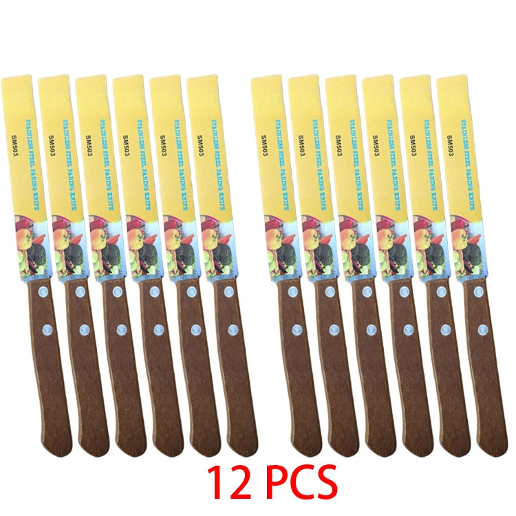 Wood Handle Serrated Steak Knife Set | Stainless Steel Cutlery Steak Knife Set Axl 12 steak knives China Mainland