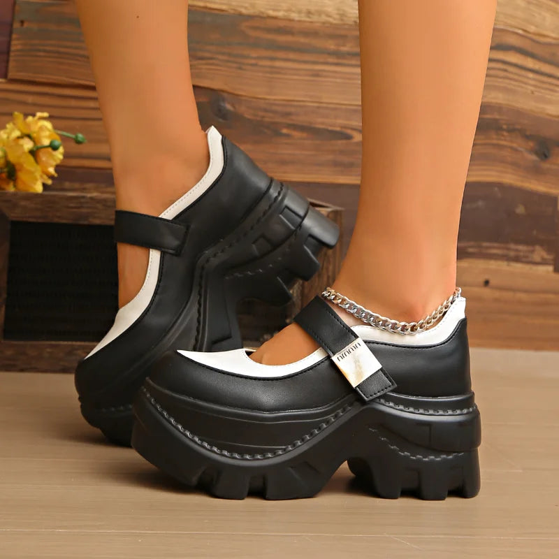 YEAE Women's Platform Sneakers – Plus Size Buckle Strap Shoes Platform Sneakers Axl