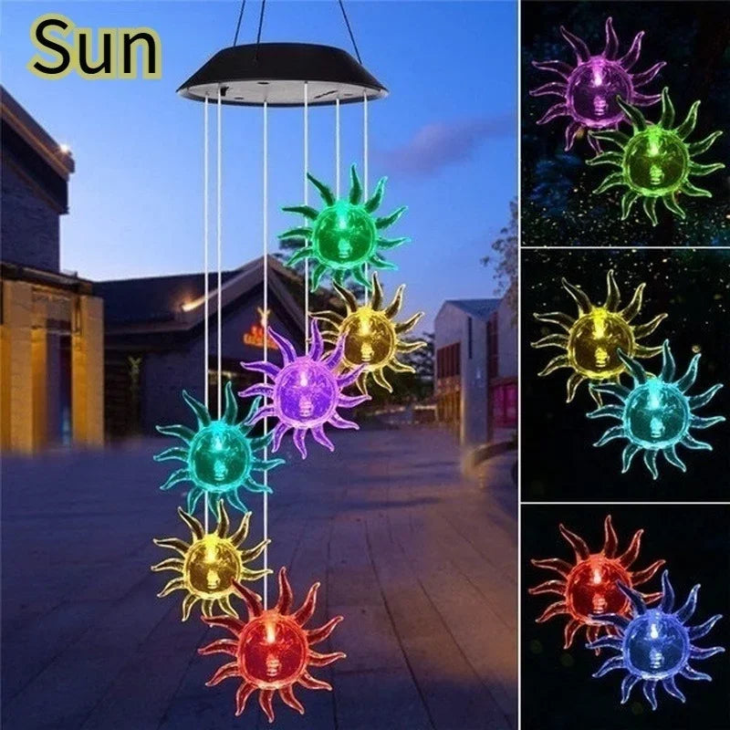 Solar LED Wind Chime Color Changing Crystal Ball Garden Light Solar Garden Light Axl Sun flower