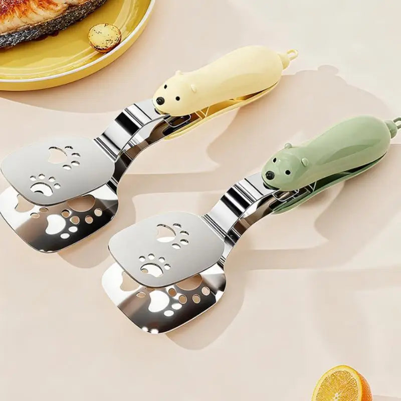 2-in-1 Stainless Steel Fish Spatula & Food Tongs | BBQ Kitchen Kitchen Spatula Tongs Axl
