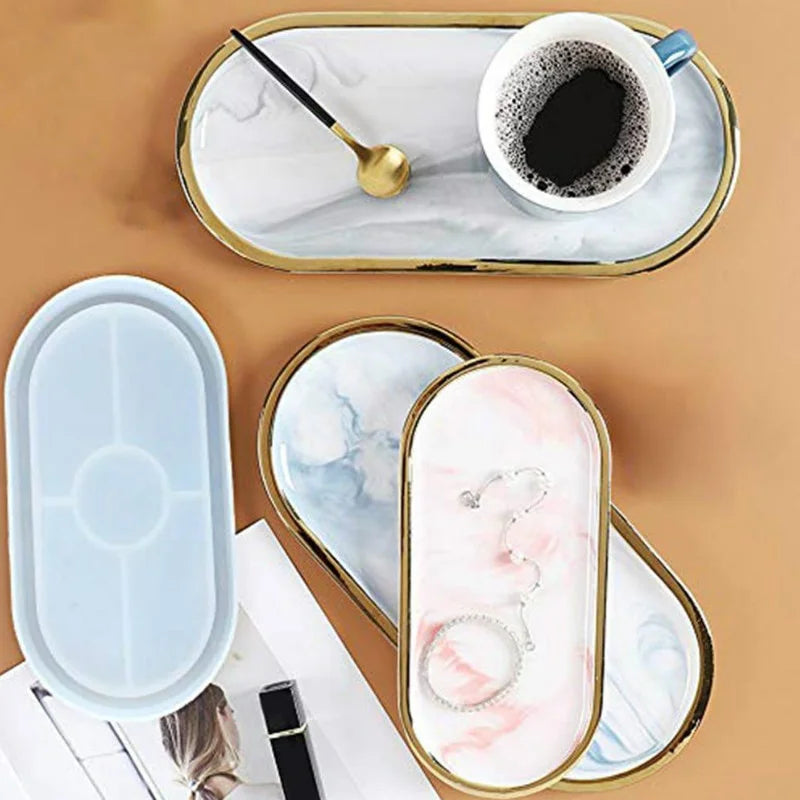 Silicone Epoxy Resin Mold – Oval Coaster & Ashtray DIY Craft Silicone Casting Mold Axl