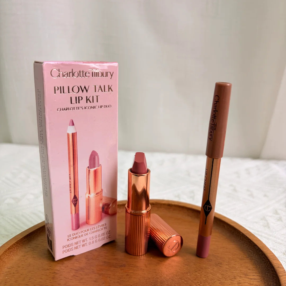 Charlotte Tilbury Mini Setting Powder & Lip Pencil Duo Makeup Duo Set Axl PILLOW TALK DEEP