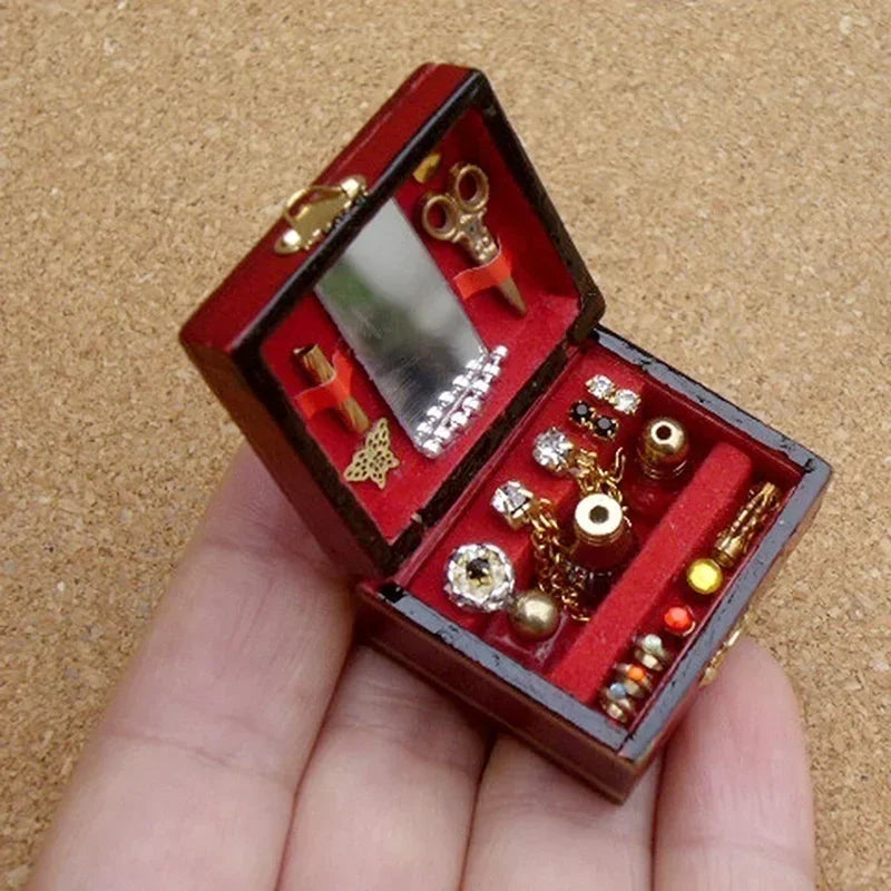 1:12 Miniature Wooden Jewelry Box – Retro Dollhouse Furniture Dollhouse Miniature Axl