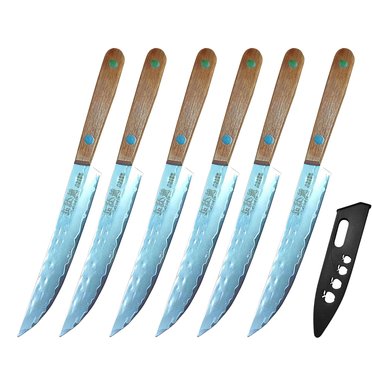 Damascus Steel Chef's Knife – Wood Handle | Kitchen Knife Damascus Chef Knife Axl 6pcs