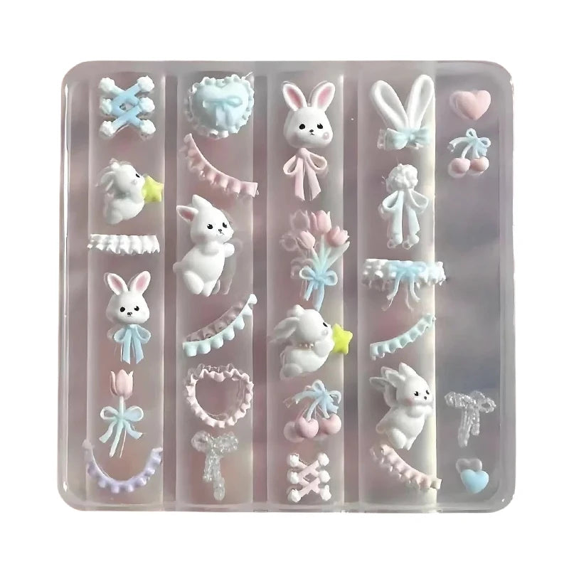 3D Silicone Nail Mold – Lace Bowknot Bunny DIY Nail Art Nail Art Mold Axl