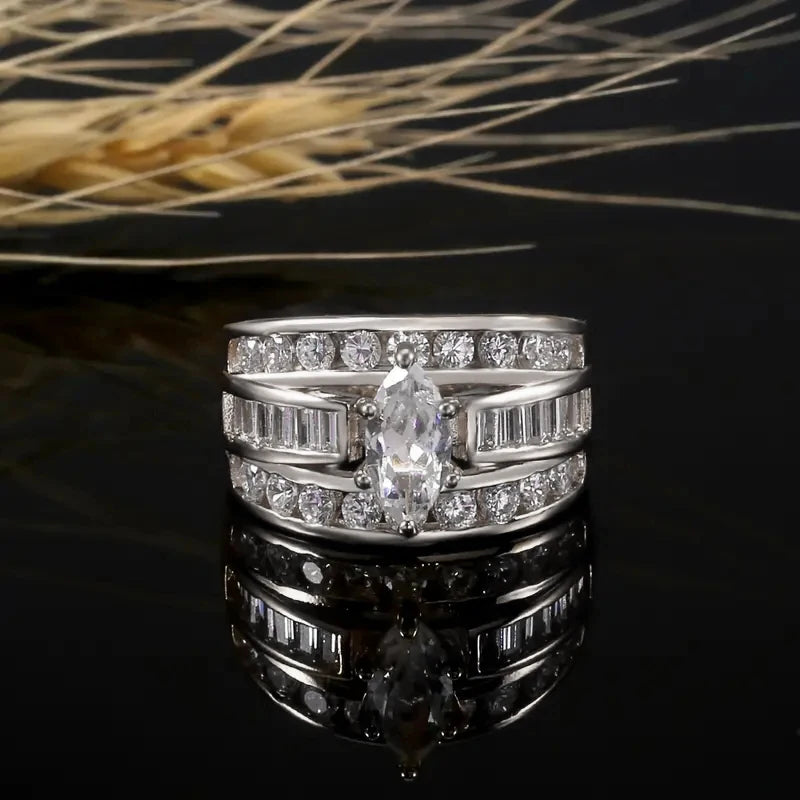 Huitan Marquise Cubic Zirconia Ring – Women's Fashion Band Fashion Ring Axl