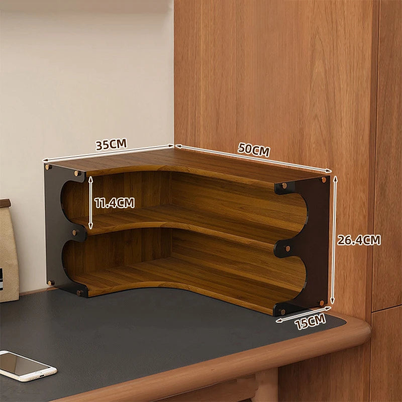 Nordic 3-Tier Corner Storage Shelf – Wood Desk Organizer Rack Corner Storage Shelf Axl Walnut 2 Layers