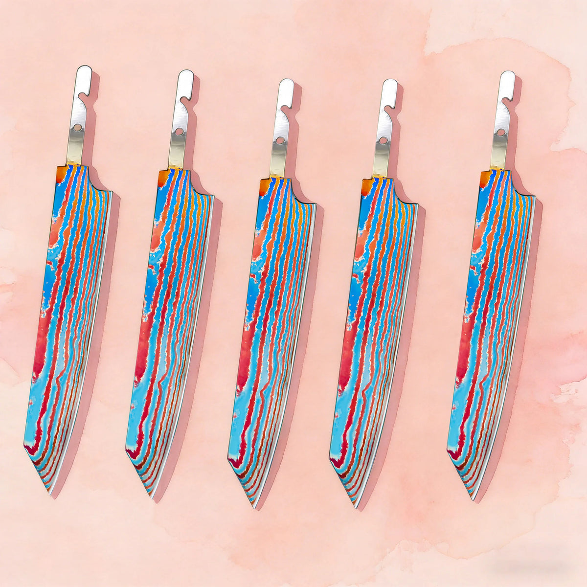 Kiritsuke Chef Knife Blade Set – Titanium Damascus Steel DIY Knife Making Blade Axl Knife Blade-5PCS