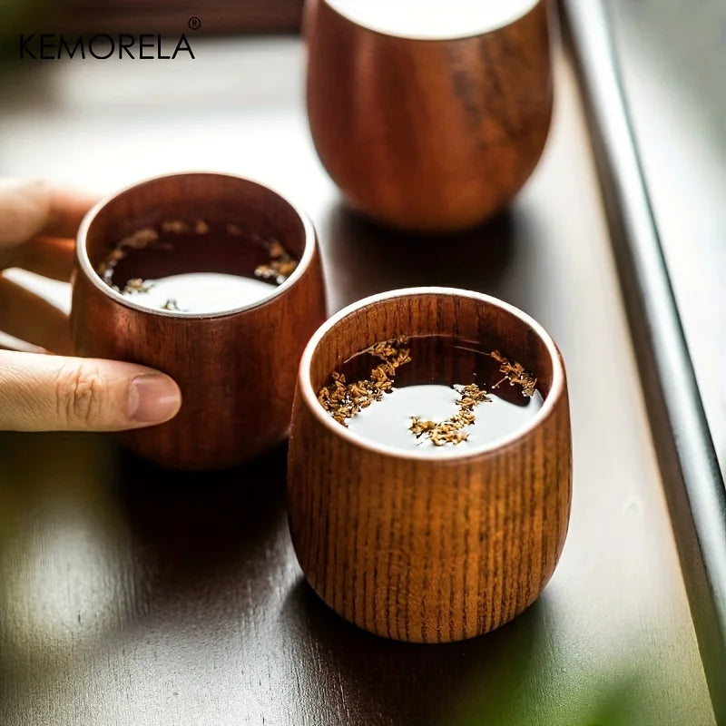 KEMORELA Japanese Wooden Tea Cups Set of 2 – 170ml Wooden Tea Cups Axl
