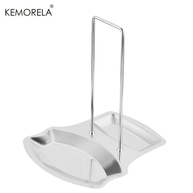 Stainless Steel Pot Lid Holder & Spoon Rest with Draining Tray Pot Lid Holder Axl Silver