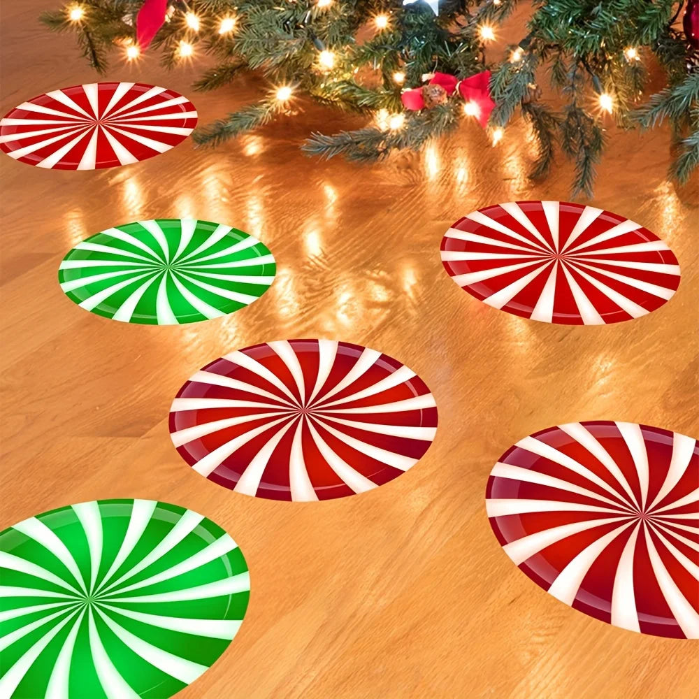 Christmas Candy Floor & Wall Stickers – Removable Holiday Decals Wall & Floor Stickers Axl 6.8inx6.8in-12pcs