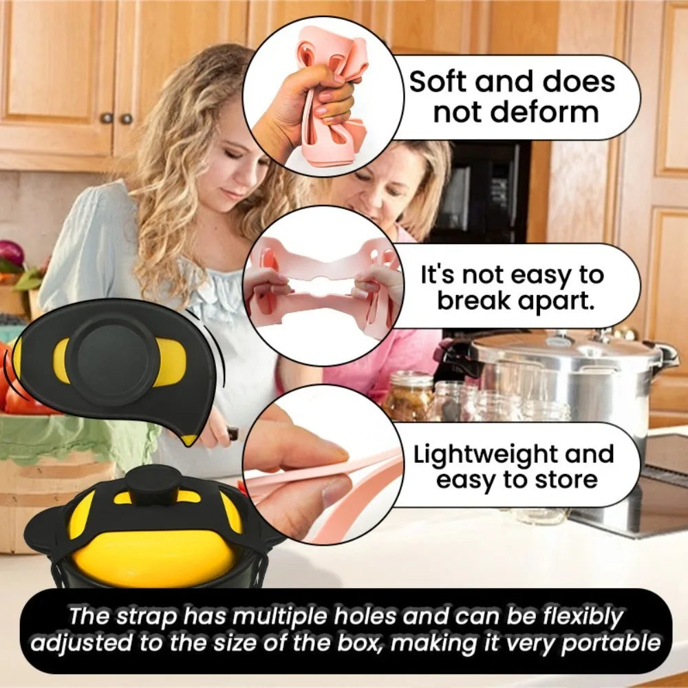 Silicone Pot Lid Holder Strap – Universal Elastic Band Cookware Accessory Axl