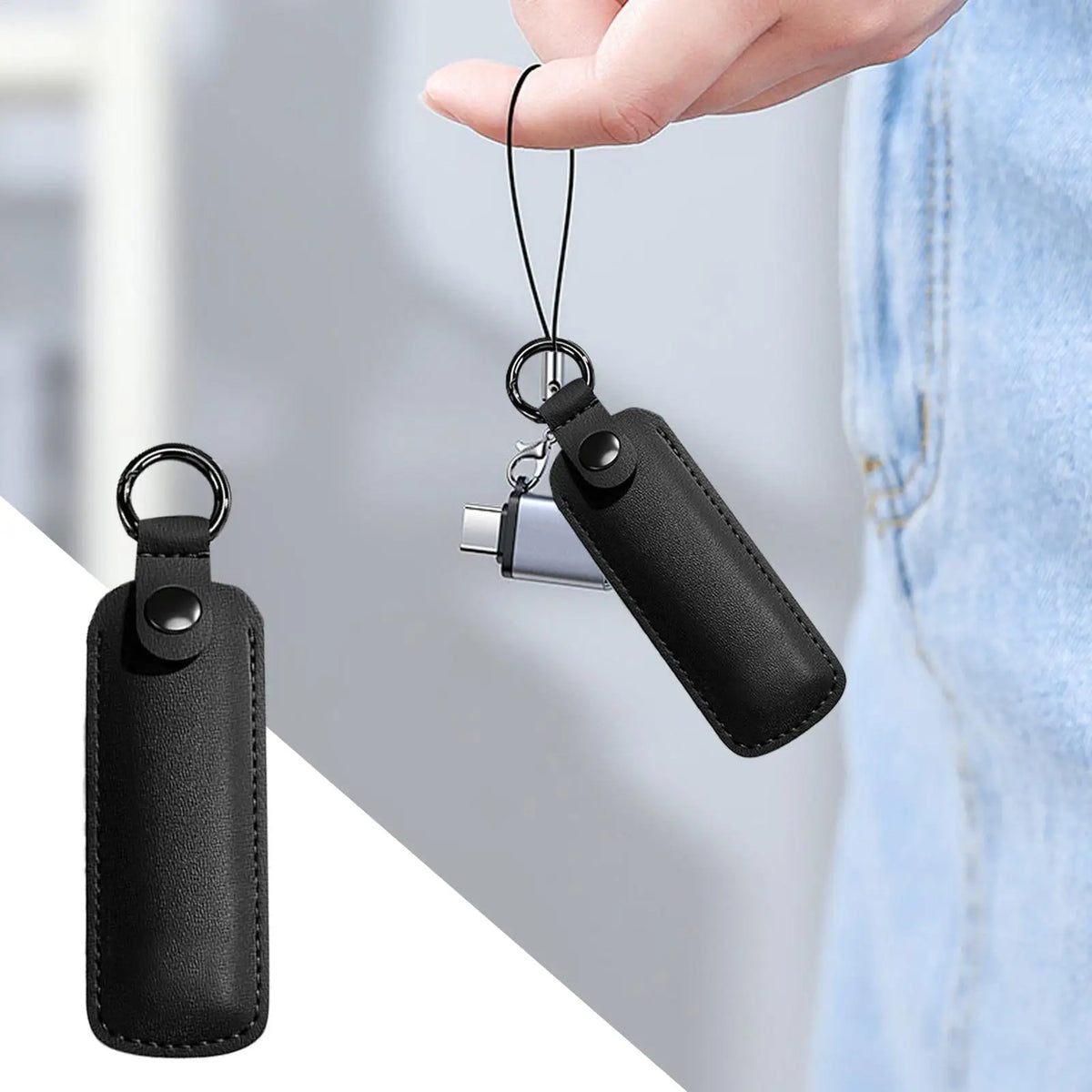 PU Leather USB Flash Drive Case | Key Ring Holder & Pouch Flash Drive Case Axl