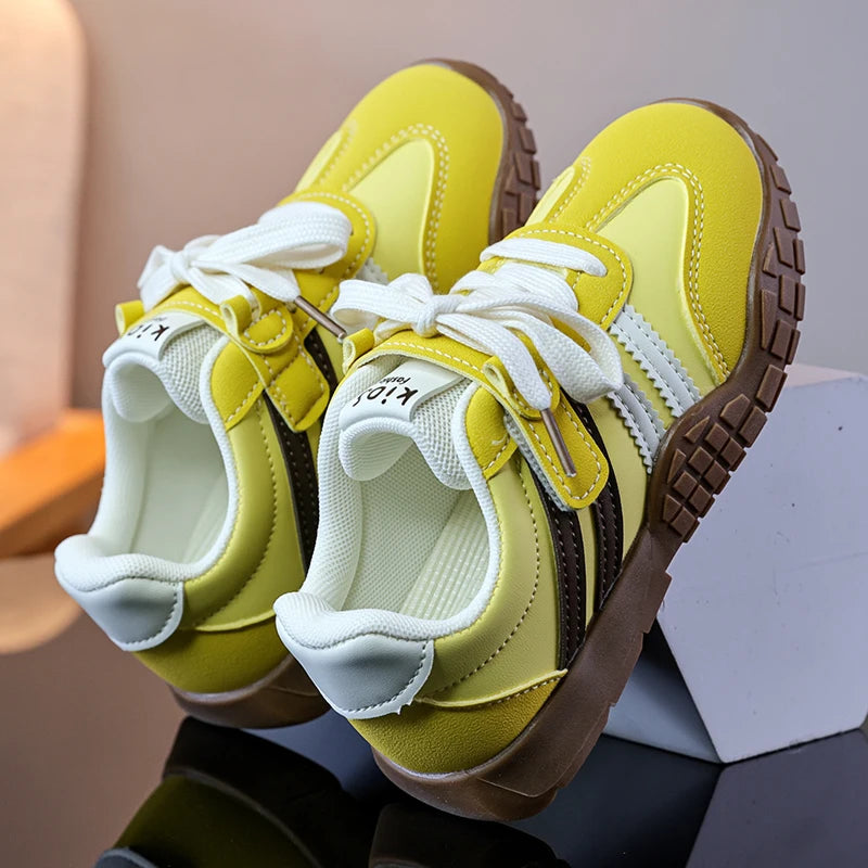 Kids Chunky Platform Sneakers – Leather Fashion Shoes for Girls Kids Platform Sneakers Axl